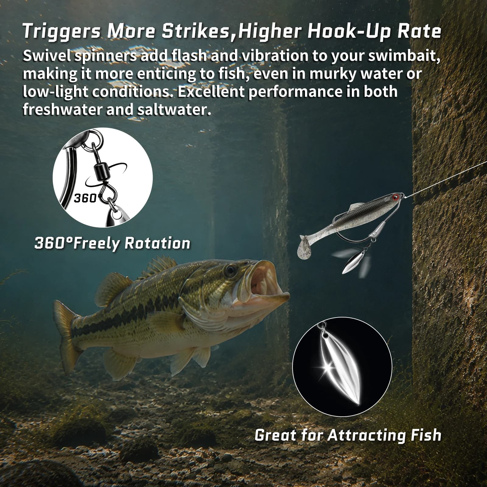Тежък Swimbait Кукерин с Underspin, Комплект от 12 Броя