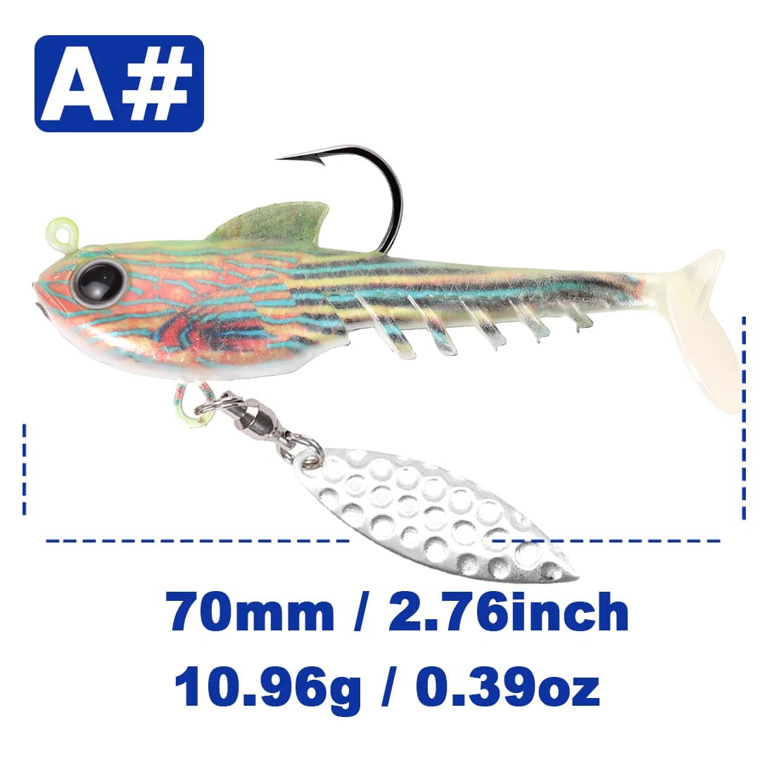 Мек пластмасов swimbait с джиг глава и въртяща се перка
