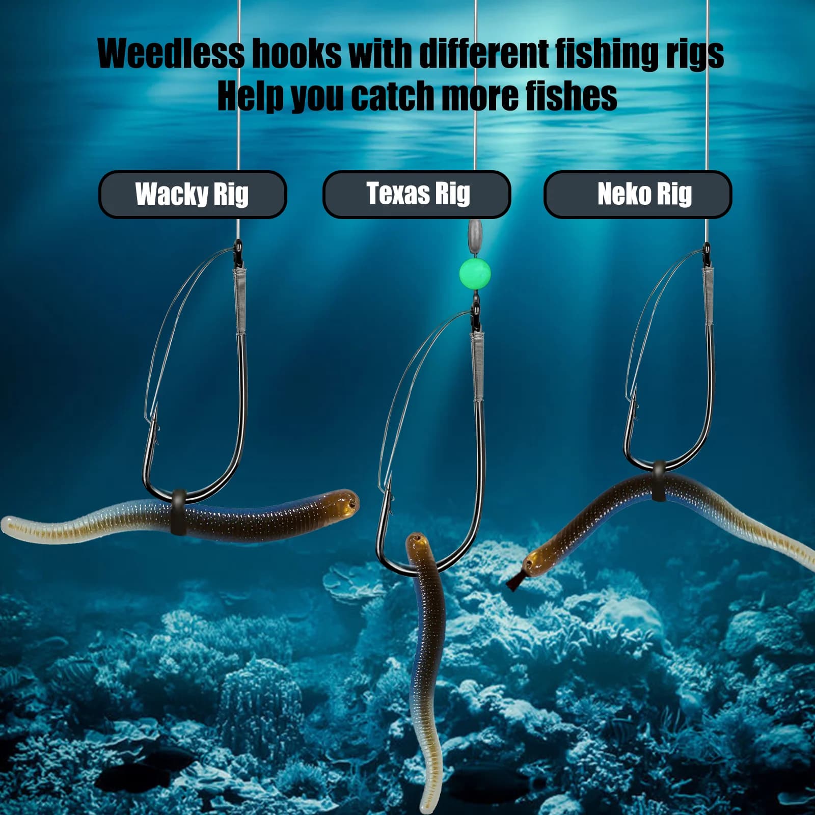 Куки за червеи Wacky Rig без барбове (weedless), 10-30 броя